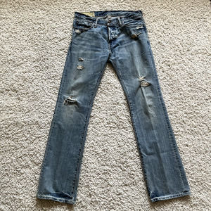 Abercrombie & Fitch Baxter Jeans 31x34 Low Rise Slim Boot Button Fly Distressed